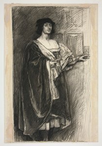 Mann i renessansedrakt - (uidentifisert illustrasjon for et Shakespeare-skuespill?) av Edwin Austin Abbey