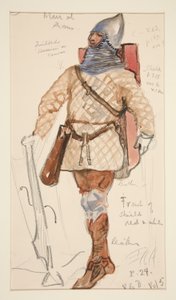 Man of Arms, kostymeskisse for Henry Irving av Edwin Austin Abbey