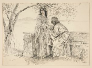 Miranda og Ferdinand, illustrasjon for akt V, Scene i, The Tempest av Edwin Austin Abbey