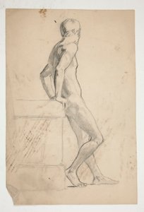 Studie av naken mannsfigur, livsklasse av Edwin Austin Abbey