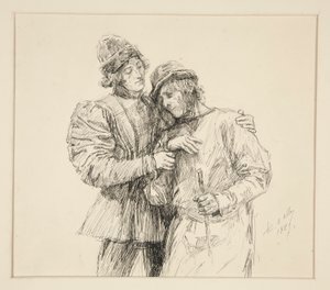 Orlando og Adam, illustrasjon for Act II, Scene iv, As You Like It av Edwin Austin Abbey