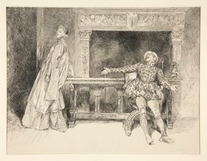 Petruchio Banters Katharina, fra akt II, Scene i, Taming of the Shrew av Edwin Austin Abbey