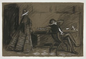Petruchio småprater Katharina (studie for .1058) - akt II, Scene I, Taming of the Shrew av Edwin Austin Abbey