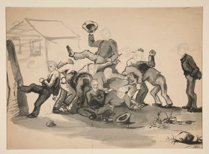 Haug av menn: karikatur av av Edwin Austin Abbey