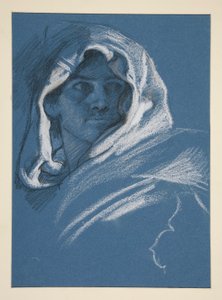 Portrett av en ung mann med hette av Edwin Austin Abbey