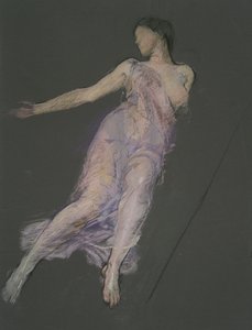Muligens en studie for figur på 17:00 for av Edwin Austin Abbey