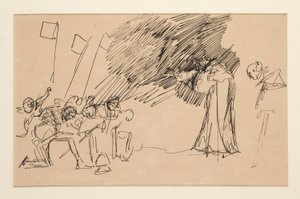 Foreløpig skisse for akt II, scene I, alle av Edwin Austin Abbey