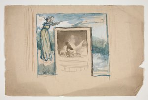Foreløpig skisse for en flislagt peisramme av Edwin Austin Abbey
