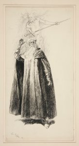 Prospero og Ariel, illustrasjon for Act V, Scene i, The Tempest av Edwin Austin Abbey