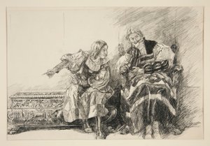 Proteus og hertugen, fra akt III, scene i, Two Gentlemen of Verona av Edwin Austin Abbey