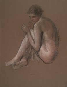 Sittende naken kvinneskikkelse. av Edwin Austin Abbey