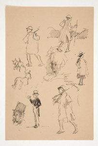 Ark med skisser av landsfigurer av Edwin Austin Abbey