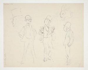 Ark med skisser av figurer av Edwin Austin Abbey