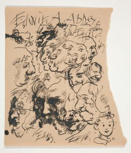 Ark med skisser av hoder av Edwin Austin Abbey
