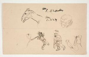 Ark med studier av cricketspillere av Edwin Austin Abbey