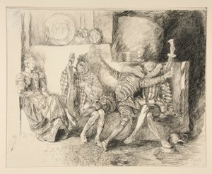 Sir Toby og hans følgesvenner, illustrasjon for akt II, Scene iii, Twelfth Night av Edwin Austin Abbey