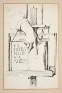 Skisse for Ex Libris: M.G. & E.A. Abbey av Edwin Austin Abbey