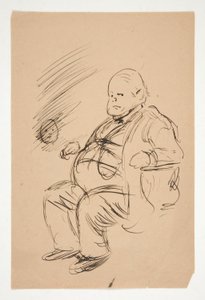 Skisse av en feit mann, sittende av Edwin Austin Abbey