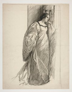 Skisse av en dame, illustrasjon for av Edwin Austin Abbey