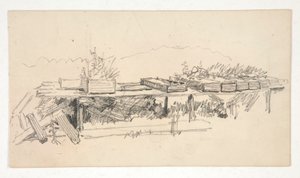 Skisse av en avsats med plantekasser av Edwin Austin Abbey