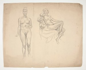 Skisse av en modell i to positurer av Edwin Austin Abbey