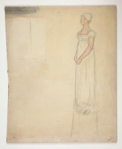Skisse av en kvinne - kostymestudie for et teaterstykke? av Edwin Austin Abbey