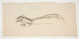Skisse av en arm og hånd av Edwin Austin Abbey