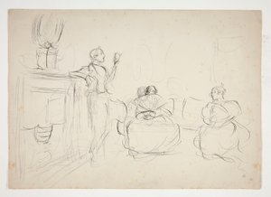 Sketch of an interior: man reading aloud, women knitting - unidentified illustration   1339950   no       norwegian Successfully Translated  Original: Grizzly Bears Attacking Buffalo Translat: Grizzly Bears Attacking Buffalo 1219326 no norwegian Successful av Edwin Austin Abbey