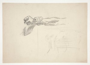 Skisse av to armer i kamp av Edwin Austin Abbey