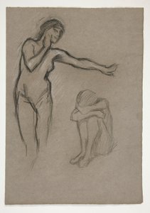Skisse av to figurer av Edwin Austin Abbey