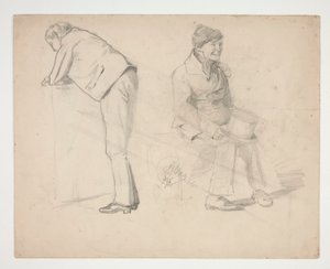 Skisse av to menn - uidentifisert illustrasjon av Edwin Austin Abbey