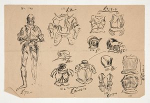 Sketches of armor, with prices in British pounds below each item   1331069   no       norwegian Successfully Translated  Original: Great Carolina Wren, 1830. Translat: Great Carolina Wren, 1830. 1155158 no norwegian Successfully Translated Original: Paris  av Edwin Austin Abbey