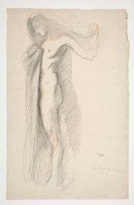 Studie av figuren kl. 18.00, for The Hours-veggmaleriet ved State Capitol-bygningen i Harrisburg, Pennsylvania av Edwin Austin Abbey