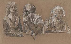 Studier av 3 kvinner for Royal Exchange. av Edwin Austin Abbey