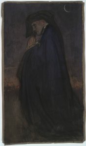 Studere. Mann i blå kappe, måneskinn av Edwin Austin Abbey
