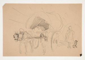 Studie for .1201 - illustrasjon for Oliver Goldsmith av Edwin Austin Abbey