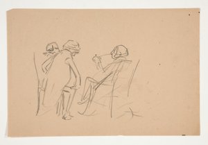 Studie for .1207 - illustrasjon for Oliver Goldsmith av Edwin Austin Abbey