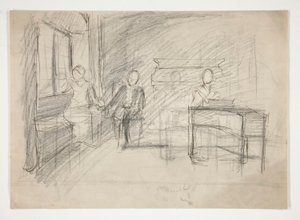 Study for An Old Song(?) (akvarell) av Edwin Austin Abbey