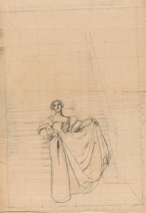 Studie for Mål for Mål: Kvinne i renessansedrakt. av Edwin Austin Abbey