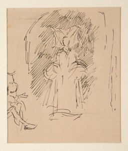 Studie for prest og den store dame (akvarell) av Edwin Austin Abbey