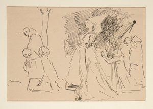 Studie for prest og den store dame (akvarell) av Edwin Austin Abbey