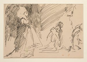 Studie for prest og den store dame (akvarell) av Edwin Austin Abbey