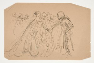 Studie for The Quest of the Holy Grail (serie med femten malerier for Boston Public Library, fullført i 1901) av Edwin Austin Abbey