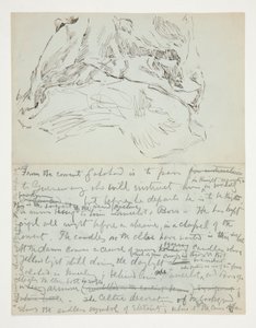 Studie for The Quest of the Holy Grail (serie med femten malerier for Boston Public Library, fullført i 1901): studie av draperi av Edwin Austin Abbey