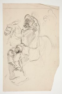 Studie for The Quest of the Holy Grail (serie med femten malerier for Boston Public Library, fullført i 1901) av Edwin Austin Abbey