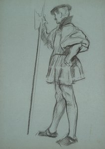 Studie for The Trial of Queen Catherine av Edwin Austin Abbey