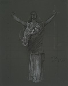 Studie for allegorisk figur av lov, rondel i rotunden til Pennsylvania State Capitol Building, Harrisburg, 1902-1911 av Edwin Austin Abbey