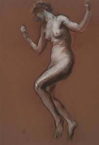 Studie for figur på 13.00 in av Edwin Austin Abbey