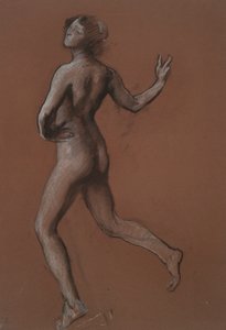 Studie for figur på 14:00 in av Edwin Austin Abbey