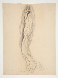 Studie for figur av 7 pm for av Edwin Austin Abbey